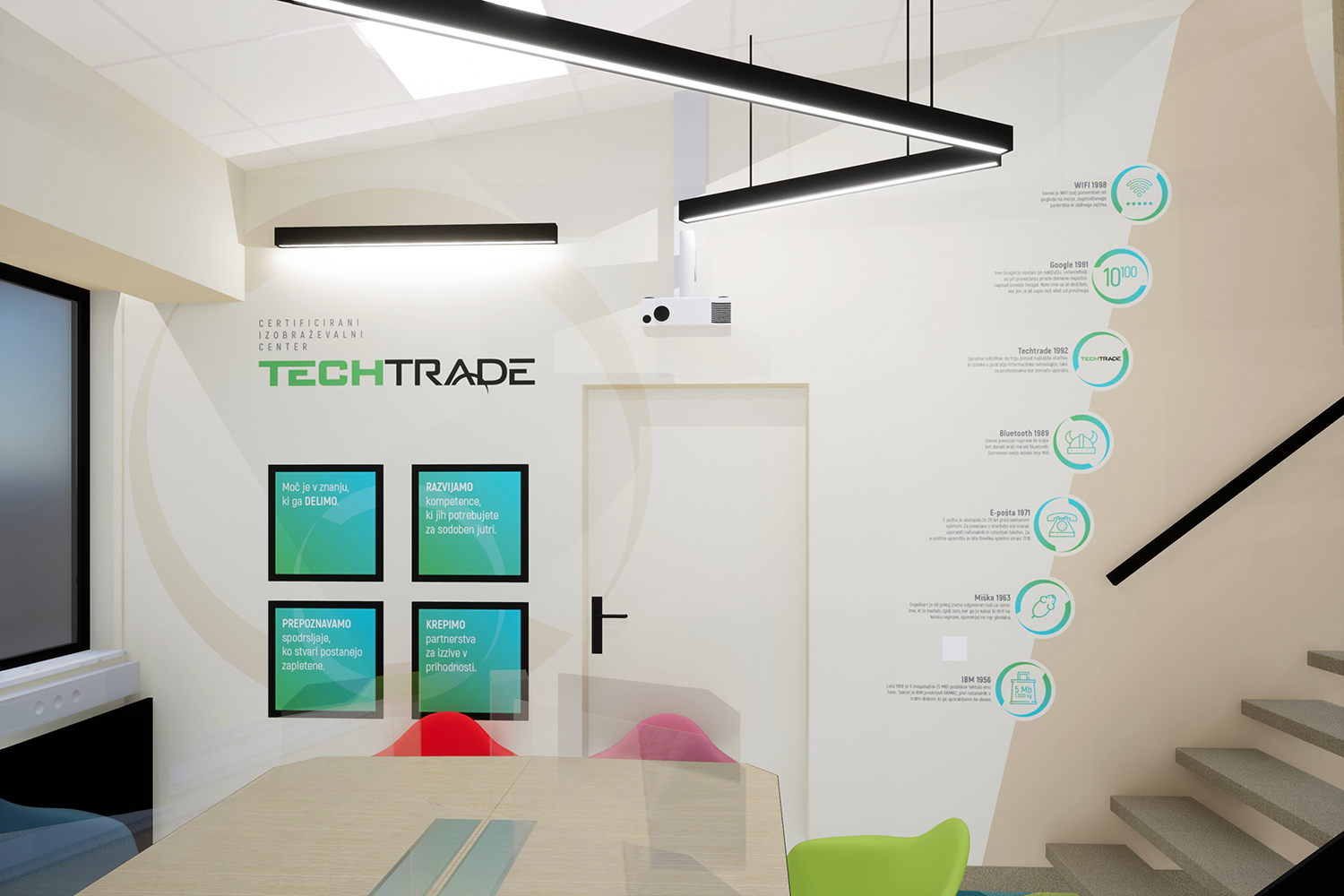prenovljen ambient ucilnice tech trade s pogledom skozi vhod