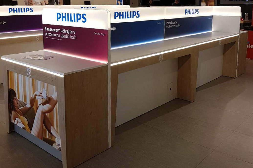 Stojala so brez polic za zalogo artiklov fotografija-izdelanega-stojala-Philips-Mimovrste-1