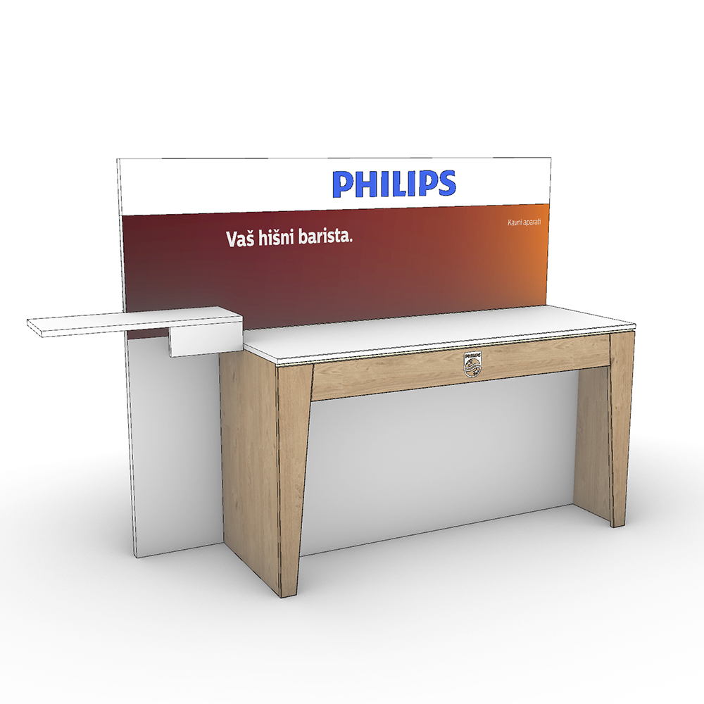 LED trak ob zadnjem in pod sprednjim robom pulta Pos-stojalo-Philips-2