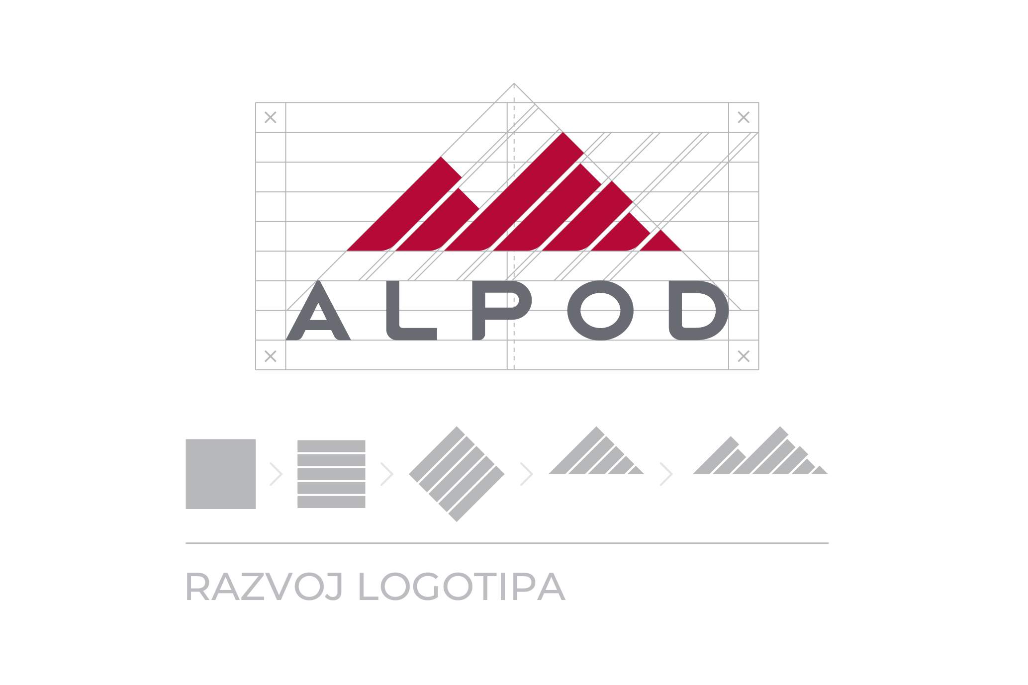 Alpod razvoj logotipa na belem ozadju